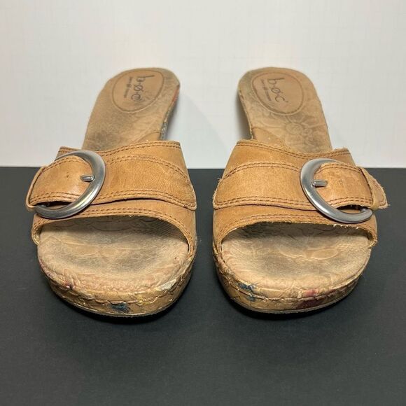 Womens BOC Born Concept Floral Cork Wedge Buckle Strap Sandals / Size 10 - Picture 2 of 8